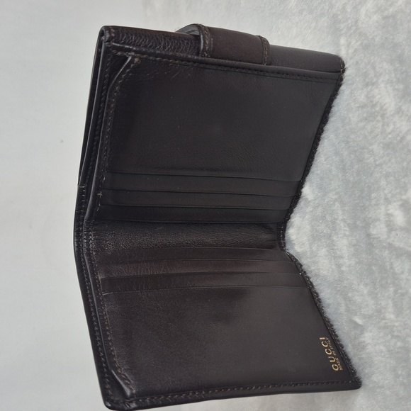 Gucci Dark Brown Bi-Fold Bamboo Leather Wallet - Picture 8 of 17